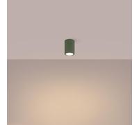 SOLLUX lighting Plafonnier Lampe Plafond Spot Aluminium Ampoule LED 3000K Lumière Blanche Chaude 1 Flamme 6,5 x 6,5 x 10 cm GLOOW Vert Olive