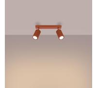 SOLLUX lighting Plafonnier Lampe Plafond Spot Aluminium Ampoule LED 3000K Lumière Blanche Chaude 2 Flammes 30 x 6,5 x 16,5 cm GLOOW Rouge Ocre