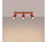 SOLLUX lighting Plafonnier Lampe Plafond Spot Aluminium Ampoule LED 3000K Lumière Blanche Chaude 3 Flammes 45 x 6,5 x 16,5 cm GLOOW Rouge Ocre