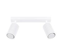 SOLLUX lighting Plafonnier LED - Spot de Plafond - en Aluminium - 2 Abat-jours - 30 x 6,5 x 16,5 cm - Karbon Blanc