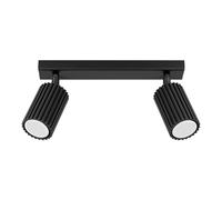 SOLLUX lighting Plafonnier LED - Spot de Plafond - en Aluminium - 2 Abat-jours - 30 x 6,5 x 16,5 cm - Karbon Noir