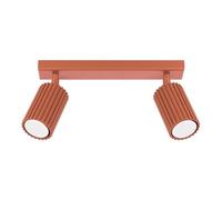 SOLLUX lighting Plafonnier LED - Spot de Plafond - en Aluminium - 2 Abat-jours - 30 x 6,5 x 16,5 cm - Karbon Ocre Rouge