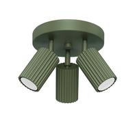 SOLLUX lighting Plafonnier LED - Spot de Plafond - en Aluminium - 3 Abat-jours - 19,5 x 19,5 x 18 cm - Karbon Vert Olive