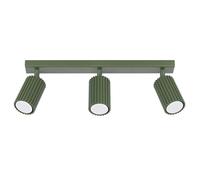 SOLLUX lighting Plafonnier LED - Spot de Plafond - en Aluminium - 3 Abat-jours - 45 x 6,5 x 16,5 cm - Karbon Vert Olive