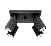 SOLLUX lighting Plafonnier LED - Spot de Plafond - en Aluminium - 4 Abat-jours - 25 x 25 x 16,5 cm - Karbon Noir