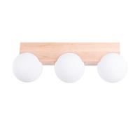SOLLUX lighting Plafonnier spot bois - 3 flammes - Lampe LED ampoule - bois naturel blanc Bulbo