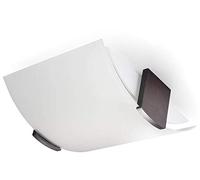 SOLLUX lighting Plafonnier - Spot bois verre - 1 flamme - Ampoule LED - Wengé blanc Emilio