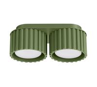 SOLLUX lighting Plafonnier - Spot de plafond en aluminium - 2 flammes - Ampoule LED - Vert olive Aura