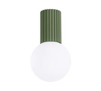 SOLLUX lighting Plafonnier - spot de plafond en aluminium et verre - 1 flamme - ampoule LED - halo vert olive