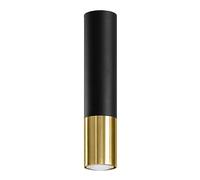 SOLLUX lighting Plafonnier spot en saillie acier - 1 flamme - Ampoule LED - Noir Doré Loopez