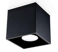 Sollux Lighting Quad 1 Plafonnier | Design Moderne avec Abat-jour Rectangulaire | Fabriqué en Aluminium avec Ampoule GU10 Remplaçable, 1 x 40 W | Noir, 10 x 10 x 10 cm