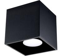 SOLLUX LIGHTING Quad 1 Plafonnier | Design Moderne avec Abat-jour Rectangulaire | Fabriqué en Aluminium avec Ampoule GU10 Remplaçable, 1 x 40 W | Noir, 10 x 10 x 10 cm