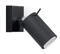 SOLLUX lighting Ring 1 Applique Murale | Design Minimaliste et Moderne, Bras Orientable & Direction de la Lumière | Ampoule GU10 Remplaçable, 1 x 40 W| Acier, Noir, 8 x 16 x 8 cm