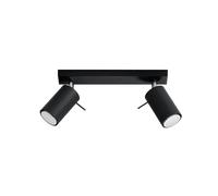 SOLLUX lighting Ring 2 Plafonnier | Design Minimaliste et Moderne, Bras Orientable & Direction de la Lumière | Ampoule GU10 Remplaçable, 2 x 40 W | Acier, Noir, 30 x 6 x 16 cm