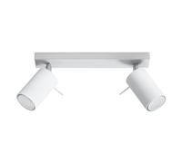 SOLLUX lighting Ring 2 Plafonnier | Design Minimaliste et Moderne, Bras Orientable & Direction de la Lumière | Ampoule GU10 Remplaçable, 2 x 40 W | Acier, Blanc, 30 x 6 x 16 cm