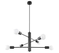 SOLLUX lighting SL.0305 SL.0305 Ampoule E27 6 x 60 W 6 x 15 W 50-60 Hz 220-230 V IP20 Classe de protection I Ampoule non incluse Dimensions : 60/60/85 cm Matériau : acier Noir