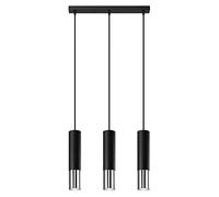 SOLLUX lighting Loopez 3L Spotlight Plafonnier Suspension, Abat-Jour Cylindrique + Combinaison 2-Métal, Remplaçable Ampoule GU10, 3 x 40 W, Acier, Noi