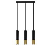 SOLLUX lighting Suspension lampe suspension suspension - plafonnier acier - 3 flammes - ampoule LED - noir Golden Loopez