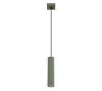 SOLLUX lighting Suspension Luminaire - Lustre Plafonnier - en Aluminium - 1 Abat-jour - 8 x 8 x 118 cm - Karbon Vert Olive