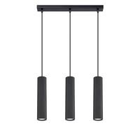 SOLLUX lighting Suspension Luminaire - Lustre Plafonnier - en Aluminium - 3 Abat-jours - 45 x 5,6 x 98 cm - Karbon Noir