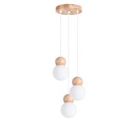 SOLLUX lighting - Suspension Luminaire PEKKA - Plafonnier - Luminaire Décoratif - Lampe LED - Faible Consommation Énergétique - G9, 3x LED max 8W, ~230V, 50Hz, IP20 - Blanc/Bois naturel - 31x31x124cm