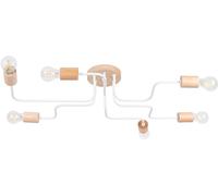 Lustre Acier Blanc/Bois Naturel E27 6 Timbo