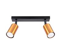 SOLLUX lighting - Winx Applique - Plafonnier - Lampe Décorative - Lampe LED - Faible Consommation - GU10, 2x max 10W LED, ~230V, 50Hz - Noir/Cuivre - 30x6x18,5cm