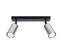 SOLLUX lighting - Winx Applique - Plafonnier - Lampe Décorative - Lampe LED - Faible Consommation - GU10, 2x max 10W LED, ~230V, 50Hz - Noir/Chrome - 30x6x18,5cm