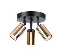SOLLUX lighting - Winx Applique - Plafonnier - Lampe Décorative - Lampe LED - Faible Consommation - GU10, 3x max 10W LED, ~230V, 50Hz - Noir/Or - 19,5x19,5x20cm