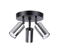 SOLLUX lighting - Winx Applique - Plafonnier - Lampe Décorative - Lampe LED - Faible Consommation - GU10, 3x max 10W LED, ~230V, 50Hz - Noir/Chrome - 19,5x19,5x20cm