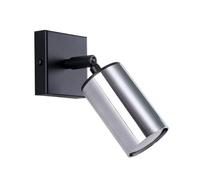 SOLLUX lighting - Winx Luminaire Mural - Applique - Lampe Décorative - Lampe LED - Faible Consommation - GU10, 1x max 10W LED, ~230V, 50Hz - Noir/Chrome - 8x8x18,5cm