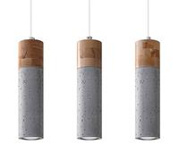 SOLLUX lighting Zane Spotlight Plafonnier Minimalist Universal Design Ampoule GU10 3 x 40W Bois et béton gris 45x6x120 cm