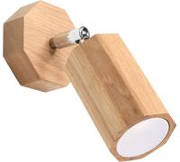 SOLLUX lighting Plafonnier en Bois Couleur Chêne Design Octogonal Minimaliste Moderne pour Chambre Salon Style Scandinave GU10 A++-E 8/19,5/17,5 cm 1x Source de Lumière Zeke