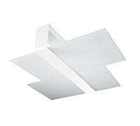 Plafonnier rectangle en métal et verre blanc 65 x 11 cm