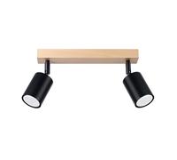 Sollux Verdo Spot de Plafond Double Moderne Bois, Noir 2x GU10