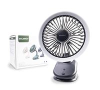 SOLMIRA Ventilateur Portable à Pince avec Batterie Rechargeable USB de Type C, Design Intérieur et Extérieur sans Fil, Bleu Marine, avec Lumière