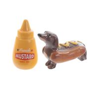 Puckator Ensemble Salière et Poivrière Fast Food – Hot Dog Teckel Saucisse et Moutarde Unique