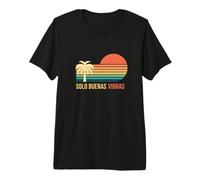 Solo Buenas Vibras Sol Retro Paisaje Bohemio Motivation T-Shirt Haut de Gamme