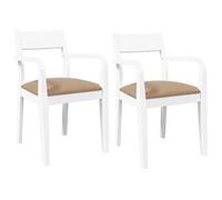 SOLO Chaises de Cuisine et Salon - coussins 2 pcs - Fauteuil salon - blanc bois massif caoutchouc LL1642
