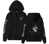 Solo Leveling Anime Sweat à capuche zippé pour garçons, adolescents et hommes, sweat-shirt streetwear décontracté imprimé graphique, noir 3, M