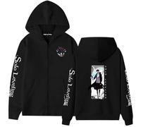 Solo Leveling Anime Sweat à capuche zippé pour garçons, adolescents et hommes, sweat-shirt streetwear décontracté, design graphique imprimé, Noir 1, M