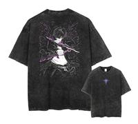 Solo Leveling Anime T-shirt à manches courtes col rond en coton Streetwear pour homme, Noir-4, M