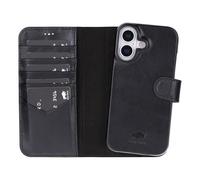 Solo Pelle Étui en cuir compatible avec iPhone 17, 6,3", amovible, 2 en 1, avec compartiments pour cartes, adapté aux accessoires MagSafe, noir