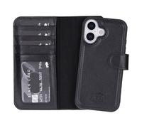 Solo Pelle Étui en cuir compatible avec iPhone 17, 6,3", amovible, 2 en 1, avec compartiments pour cartes, adapté aux accessoires MagSafe, noir