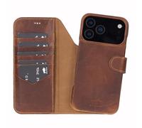 Solo Pelle Étui en cuir compatible avec iPhone 17 Pro, 6,3", amovible, 2 en 1, avec compartiments pour cartes et accessoires MagSafe, marron camel