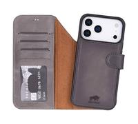 Solo Pelle Étui en cuir compatible avec iPhone 17 Pro Max, 2 en 1, amovible (2 en 1), avec compartiments pour cartes, adapté aux accessoires MagSafe, gris pierre