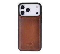 Solo Pelle Stanford Étui en cuir pour iPhone Pro, 6,3" en cuir véritable, adapté aux accessoires MagSafe, marron cognac