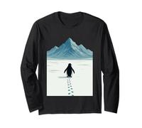 Solo Penguin Journey Arctic Landscape Solitude Persévérance Manche Longue