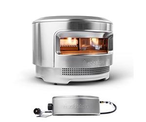 Solo Stove Four à pizza Pi, Bois et brûleur à gaz | Incl. Four à pizza d’extérieur, Structure pour feu de bois, Brûleur à gaz, Pierre à pizza (13 mm), Acier inoxydable, HxDia : 38,4 x 52 cm, 13,8 kg