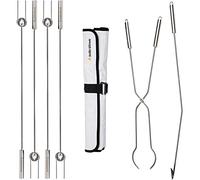 Solo Stove Piques à brochette et ustensiles pour brasero, set de 7 pièces : 4 piques à brochette (91,44 cm), 1 tisonnier coudé (92,7 cm) et 1 pince à bûches (81,3 cm), accessoires pour brasero